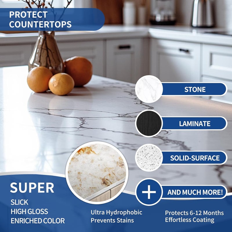 Yadool Home Ceramic Coating Spray Kit - Shine, Seal & Protect Kitchen & Bath Surfaces, High-Gloss, Repels Stains & Grime Effective - Great for Stainless Steel, Sinks, Countertops, Glass, and More - Image 3